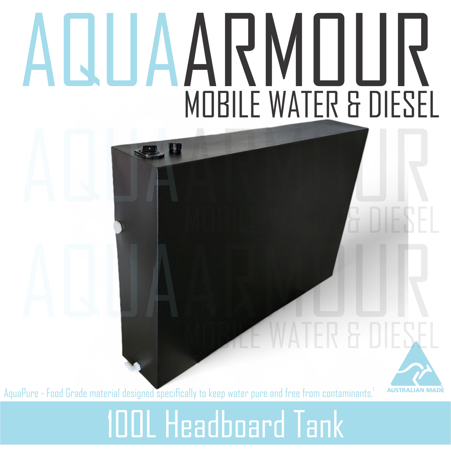 100L Slimline Headboard Fresh Water Tank with Multi-Mount Brackets