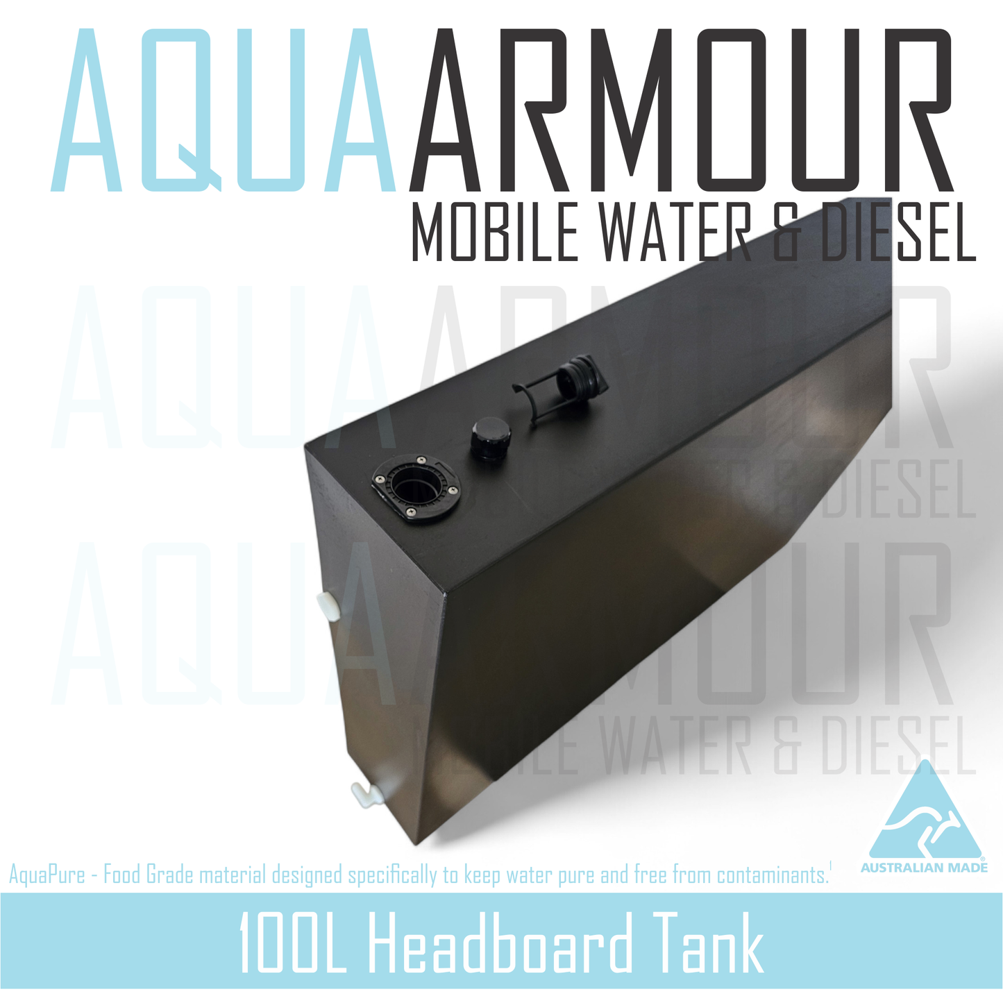 100L Slimline Headboard Fresh Water Tank with Multi-Mount Brackets