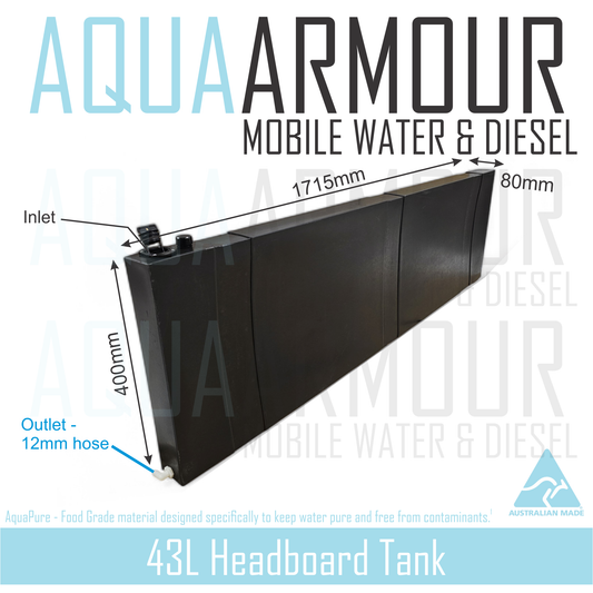 43L Slimline Headboard Fresh Water Tank - Direct Fill (172x40x8).