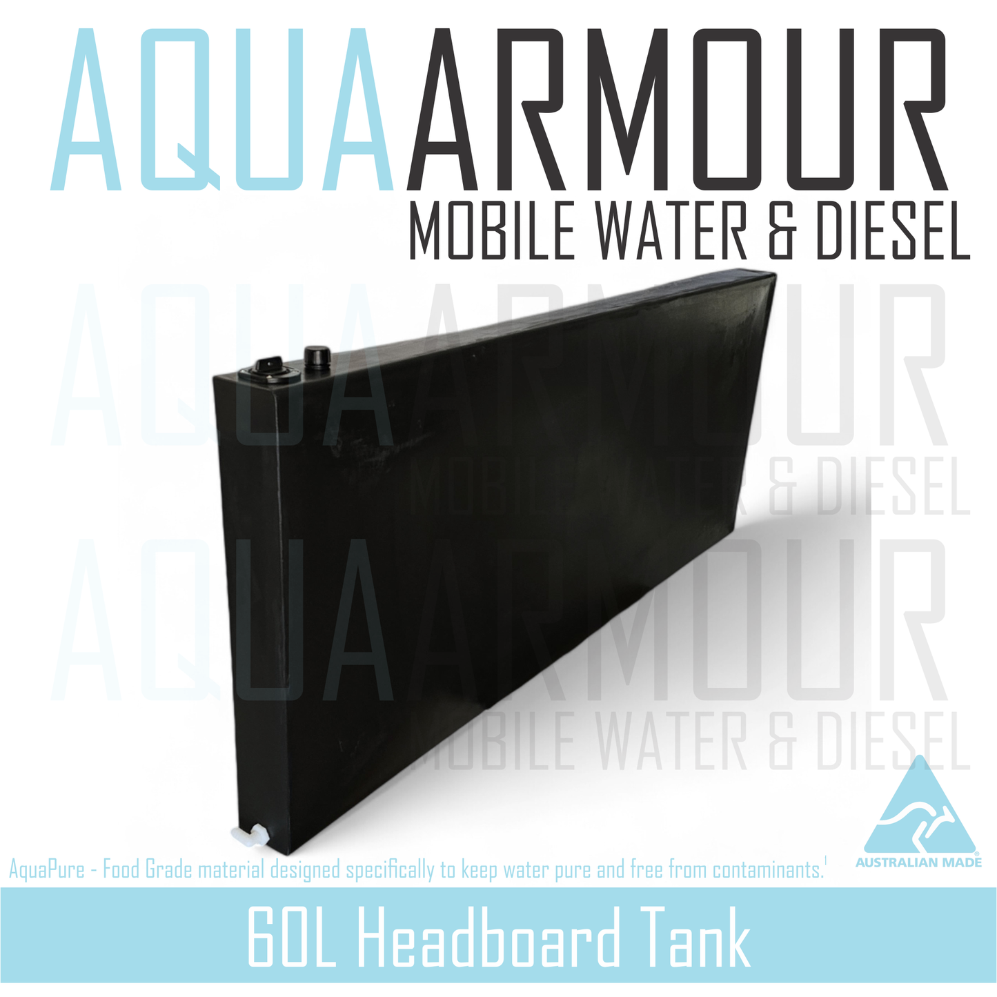 60L Slimline Headboard Fresh Water Tank with Multi-Mount Brackets