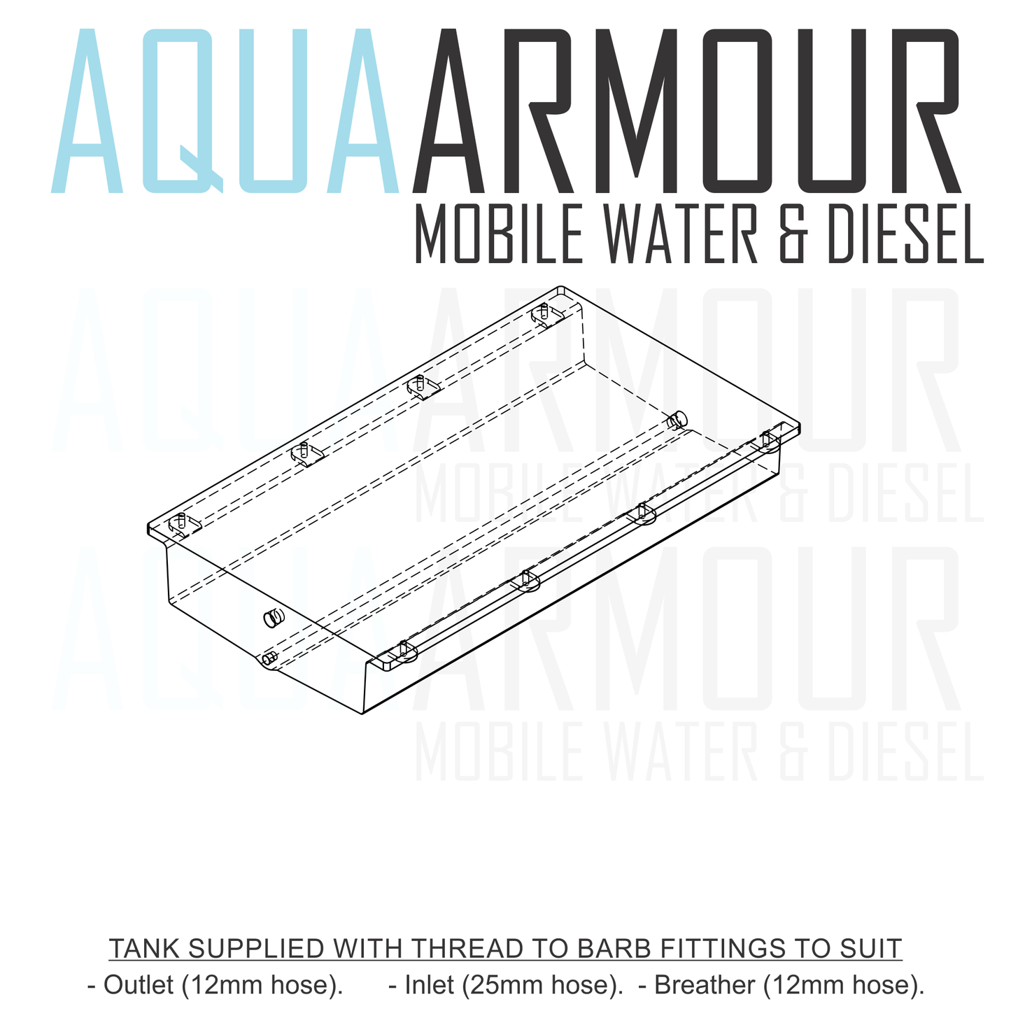 100L Slimline Dished Under Floor / Ute Tray / Trailer / Caravan  (120x70x18).