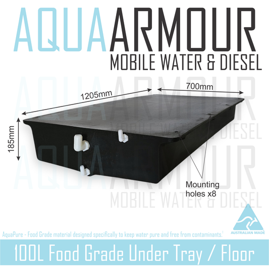 100L Slimline Dished Under Floor / Ute Tray / Trailer / Caravan  (120x70x18).