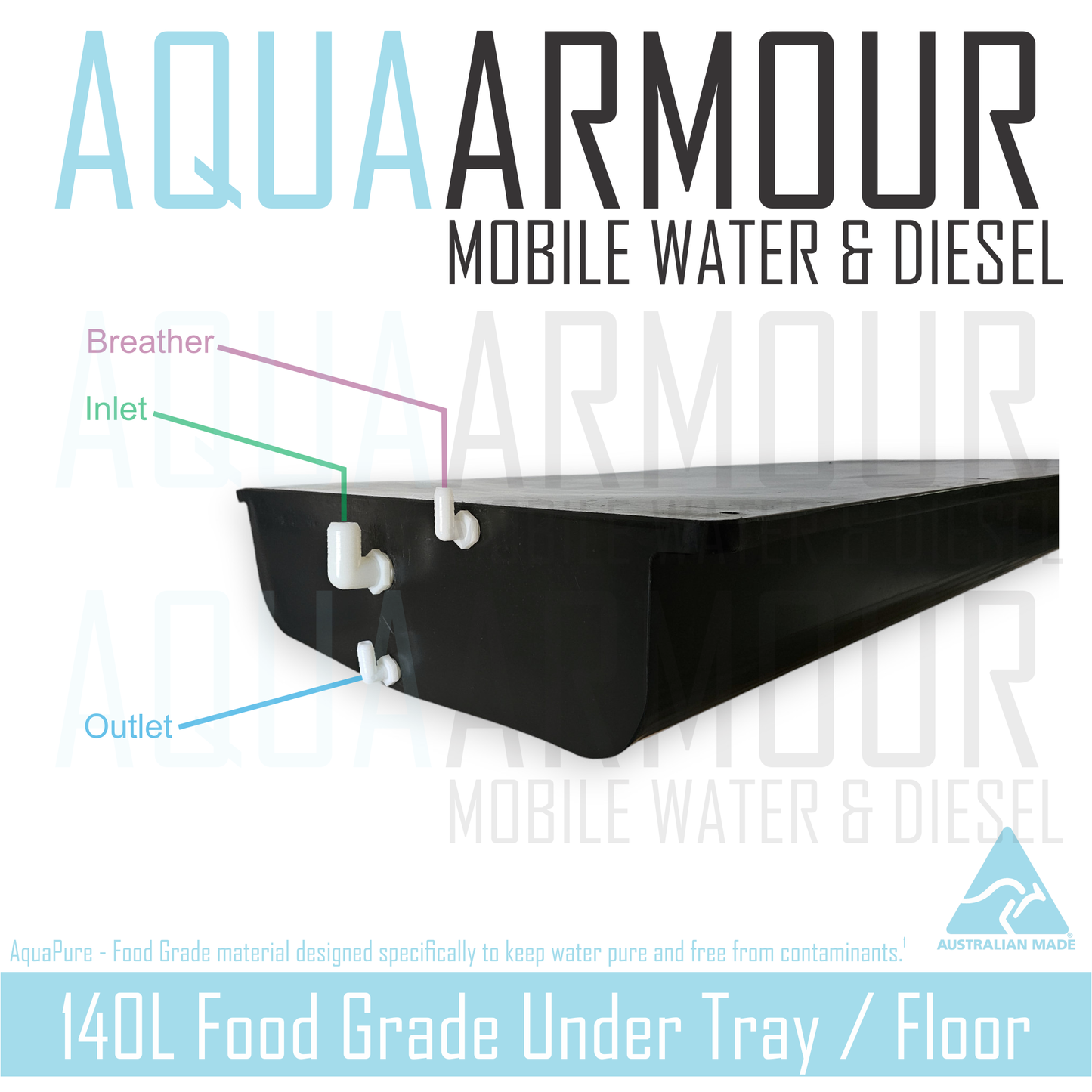 140L Dished Under Floor / Ute Tray / Trailer / Caravan  (150x69x18cms).