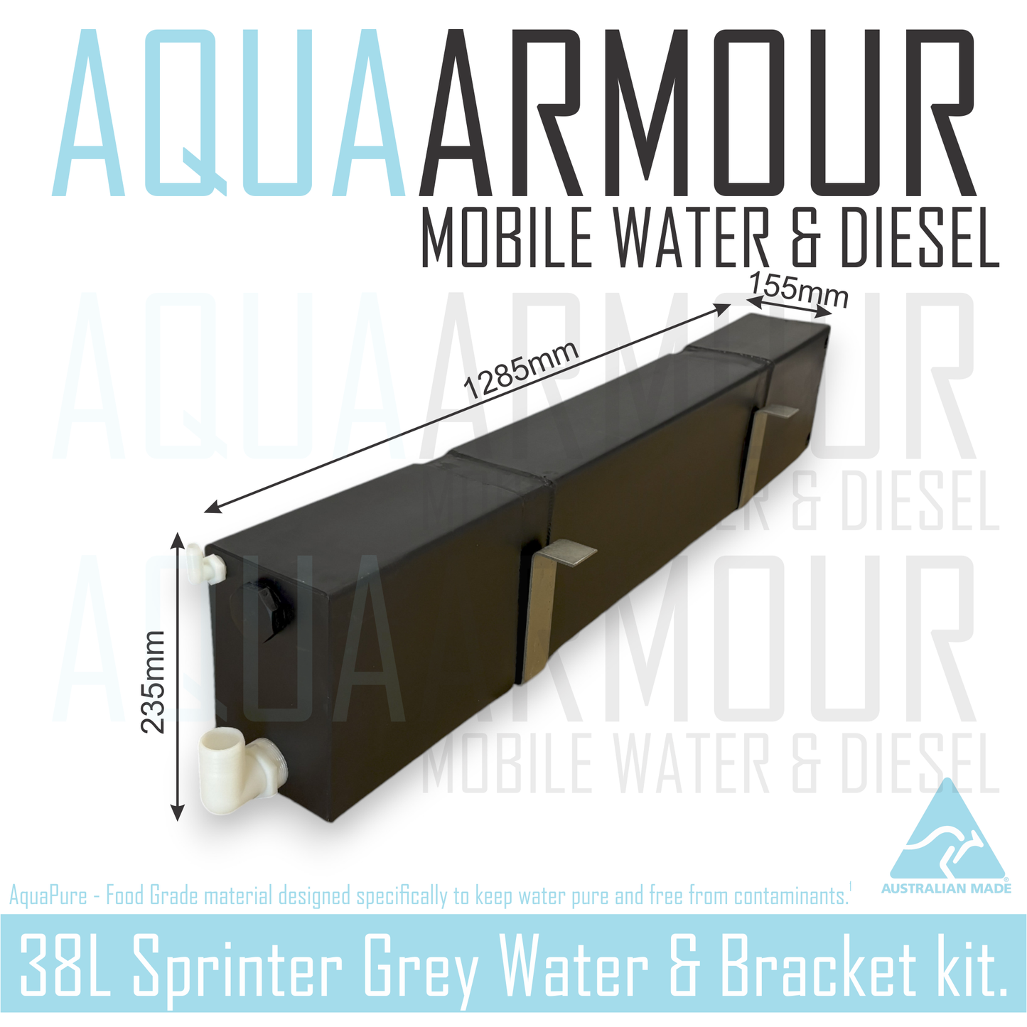 38L Mercedes Sprinter Grey Water Tank with Bracket Kit