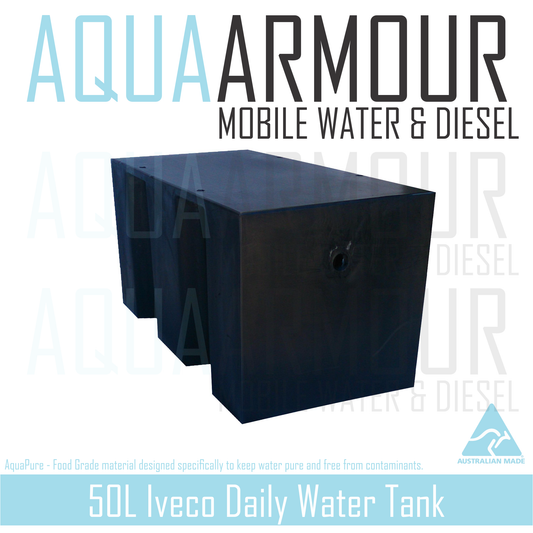 50L Iveco Daily Water Tank - With Optional EQ - Fitment between spare wheel and diff