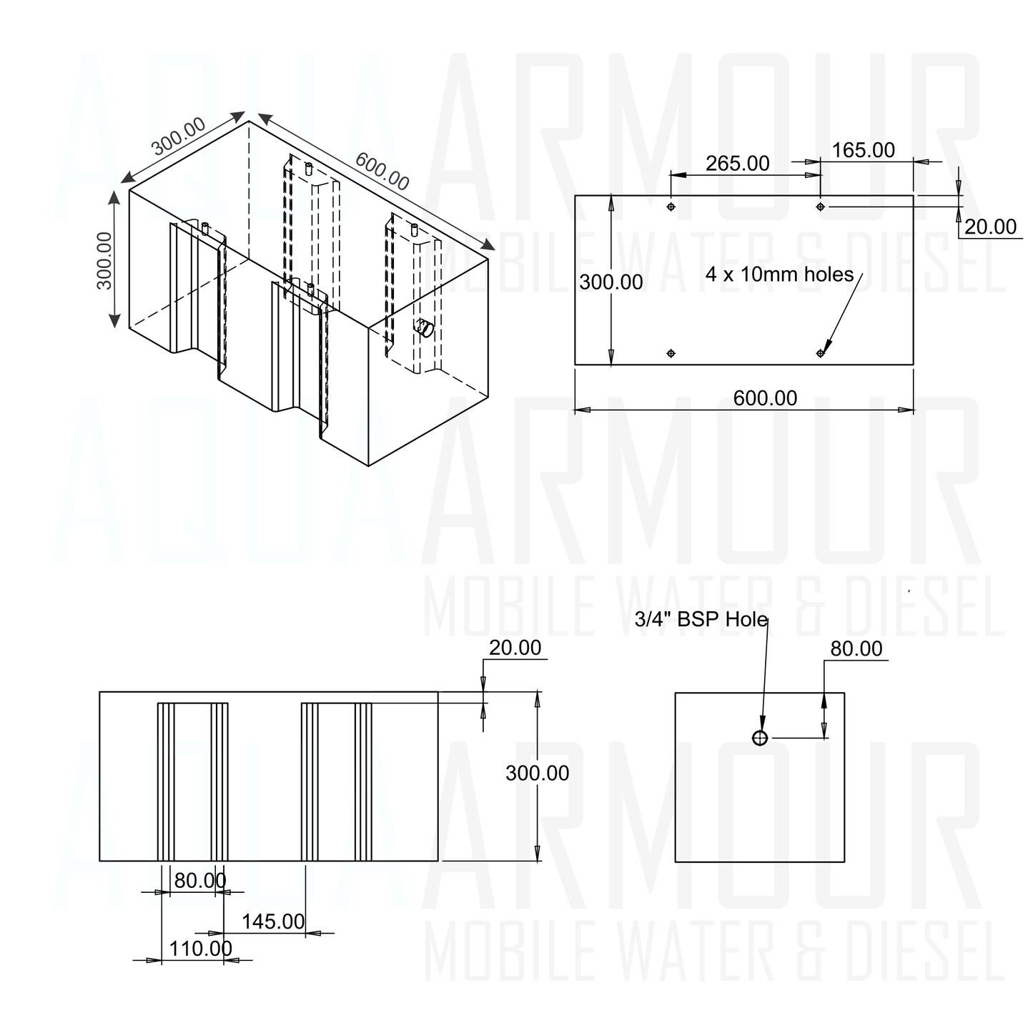 50L Iveco Daily Grey Water Tank - Fitment between spare wheel and diff