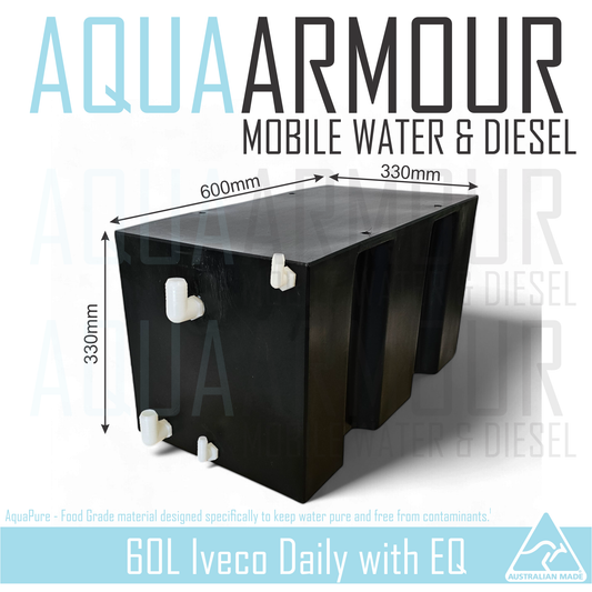 50L Iveco Daily Water Tank - With Optional EQ - Fitment between spare wheel and diff