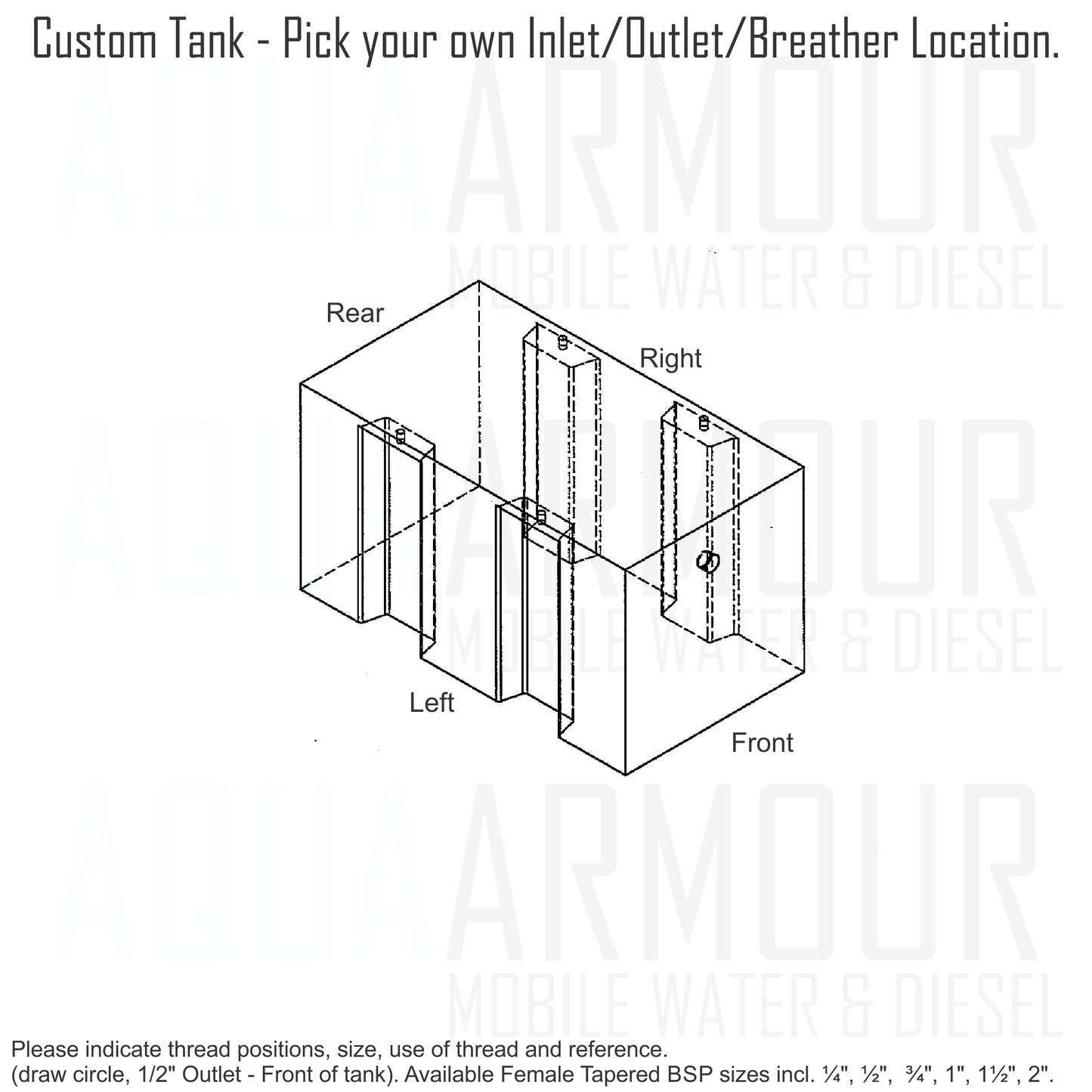 60L Toyota Coaster Grey Water Tank (60x33x33).