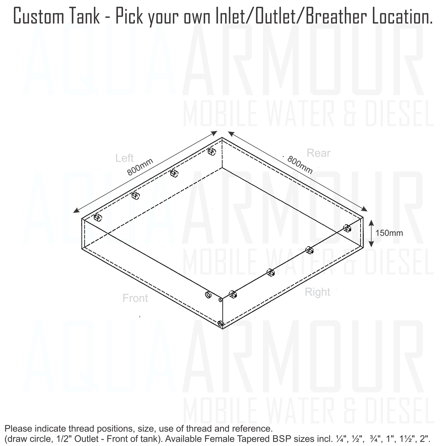 80L Slimline Under Floor / Ute Tray / Trailer / Caravan (80x80x15).