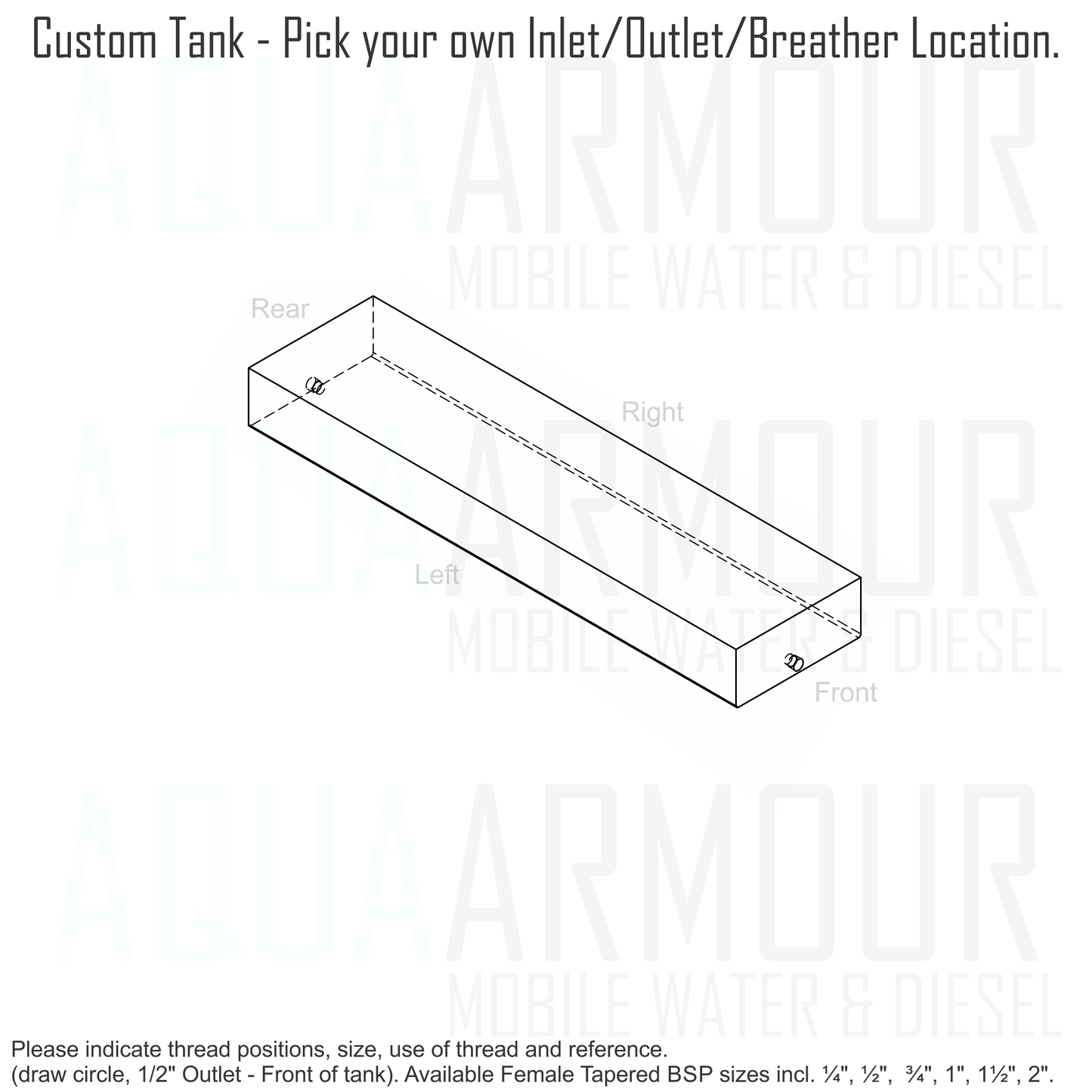 25L Slimline Under Floor / Ute Tray / Trailer / Caravan (110x28x12).