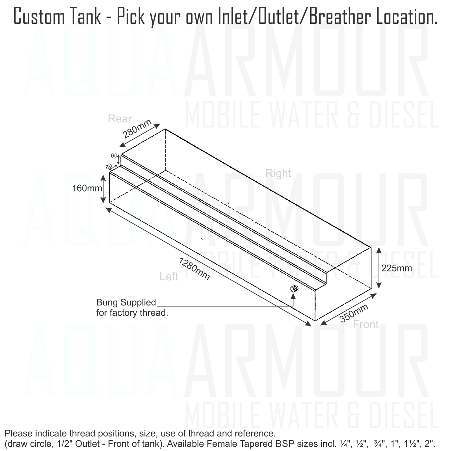 95L Iveco Daily Water Tank - Fitment Drivers Side Sill